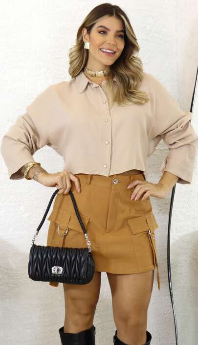 CAMISA CROPPED - NUDE